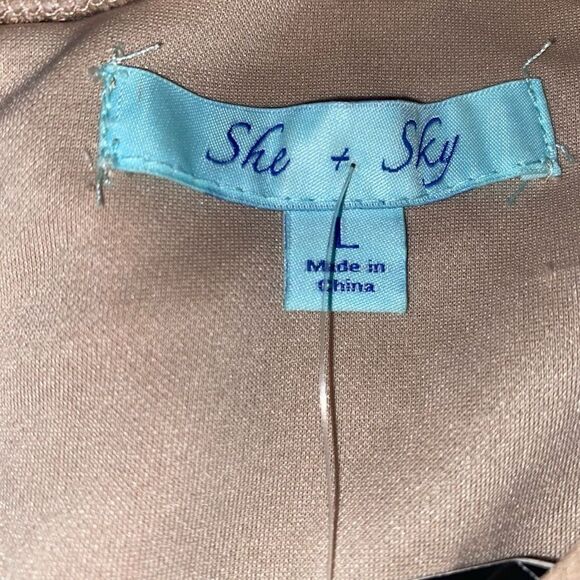 She + Sky Light Tan Sleeveless Side Cut Out Sheath Dress Sz L NWT - Picture 10 of 14